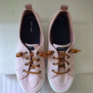 Sperry Top-Siders Crest Vibe Pink & White Mini-Checkered Sneakers Size 9.5